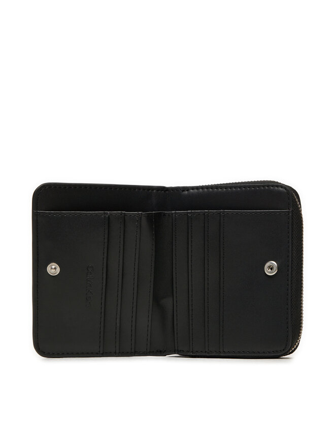 Calvin Klein Mały Portfel Damski Calvin Klein Ck Must Md Zip Around_Caviar K60K612831 Czarny