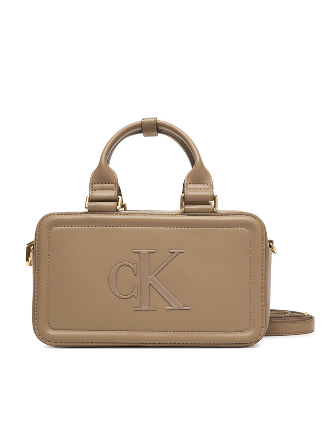 Calvin Klein Handtasche Calvin Klein Bold Ck Elongated Mini Tote LV04F3411G Beige
