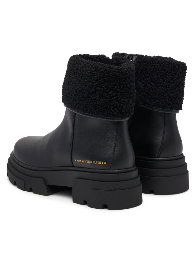 Tommy Hilfiger Stiefeletten Tommy Hilfiger Shearling Fold Chunky Ankle Boot FW0FW09677 Schwarz