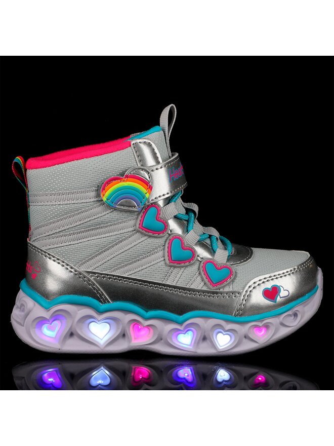 Skechers Kozačky Skechers Heart Lights Sweet Styling 302668L/SMLT Stříbrná