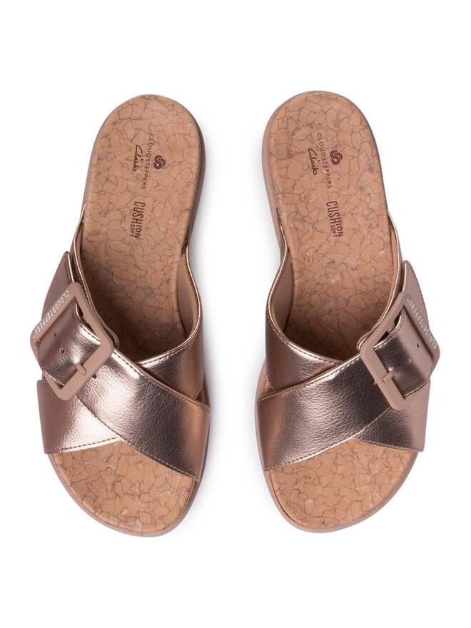 Pantoletten Clarks Step June Shell 261489204 Goldfarben | eschuhe.de