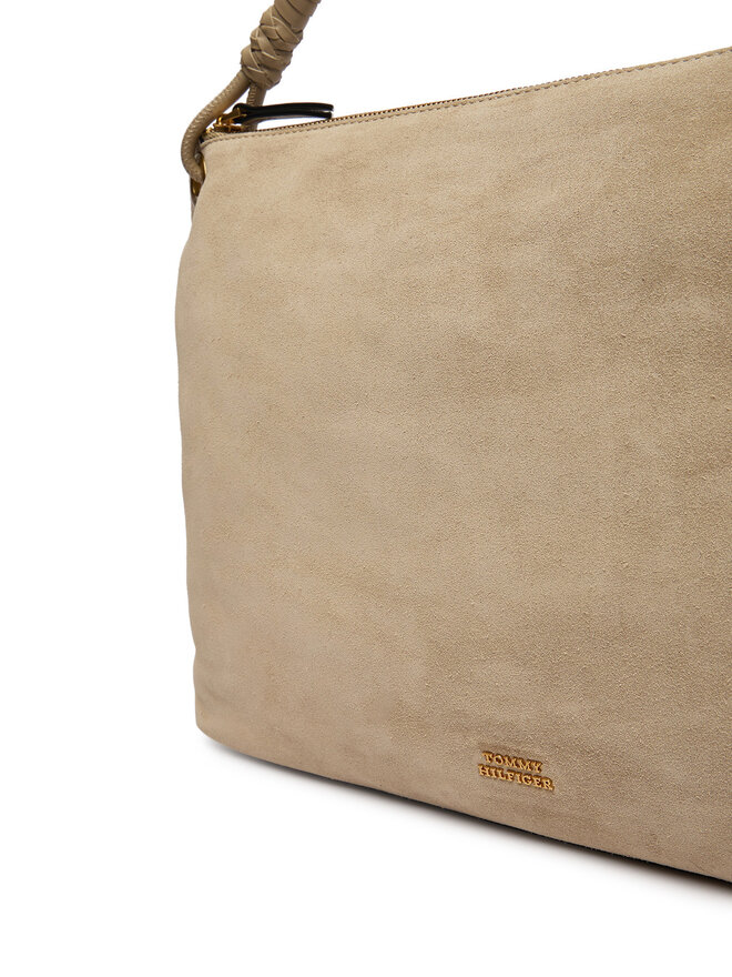 Tommy Hilfiger Handtasche Tommy Hilfiger Th Statement Leather Bag Suede AW0AW18402 Beige