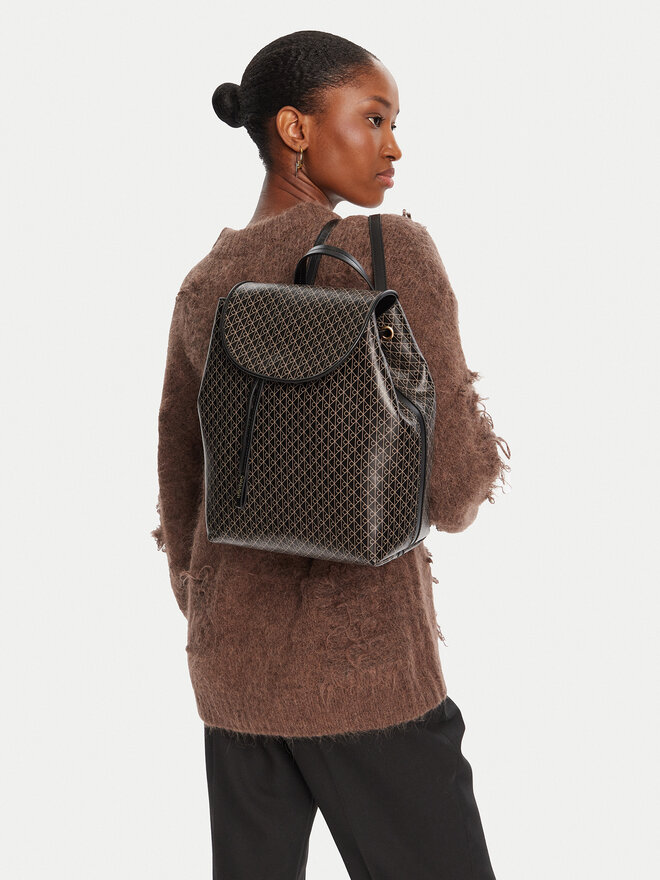 Calvin Klein Σακίδιο Calvin Klein Emblem Aop Flap Backpack LV04F3271G Μαύρο