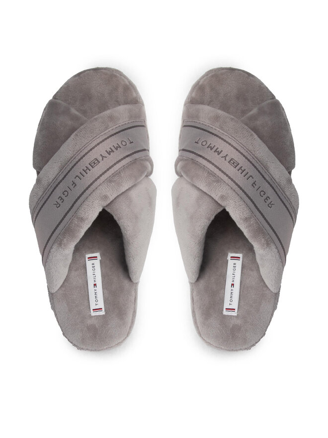 Tommy Hilfiger Kapcie Tommy Hilfiger Comfy Home Slippers With Straps FW0FW06587 Szary