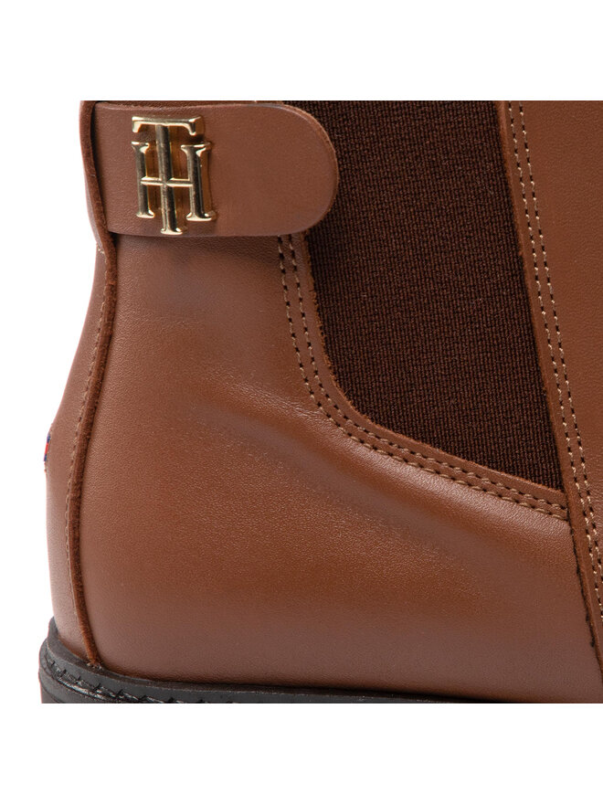 Tommy Hilfiger Ghete Jodhpur Tommy Hilfiger Leather Flat Boot FW0FW06749 Maro