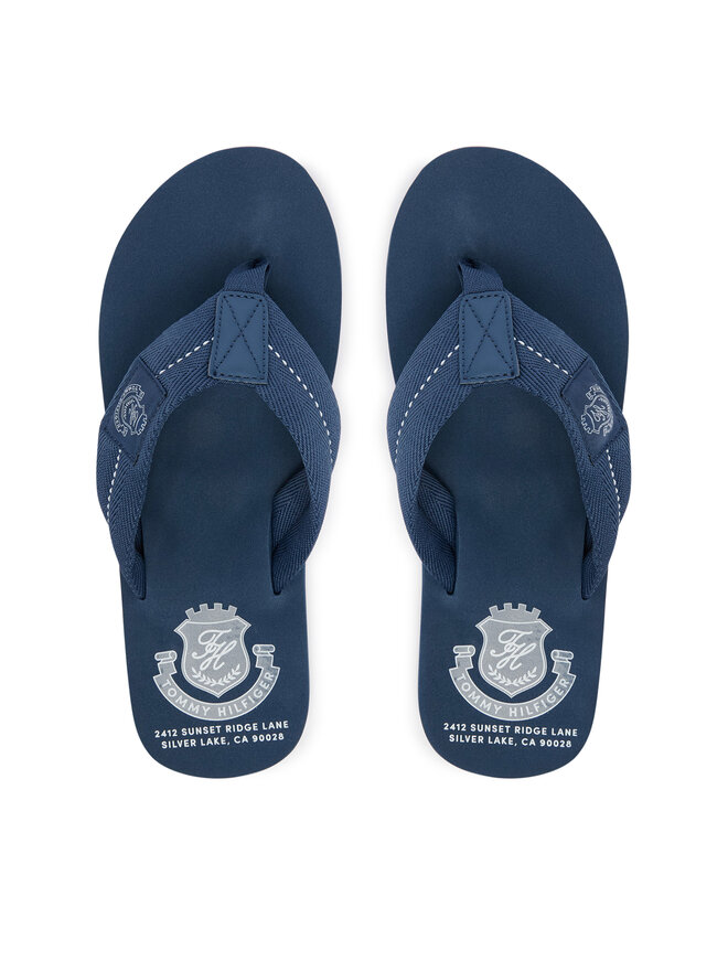Tommy Hilfiger Zehentrenner Tommy Hilfiger Patch Hilfiger Beach Sandal FM0FM05804 Blau