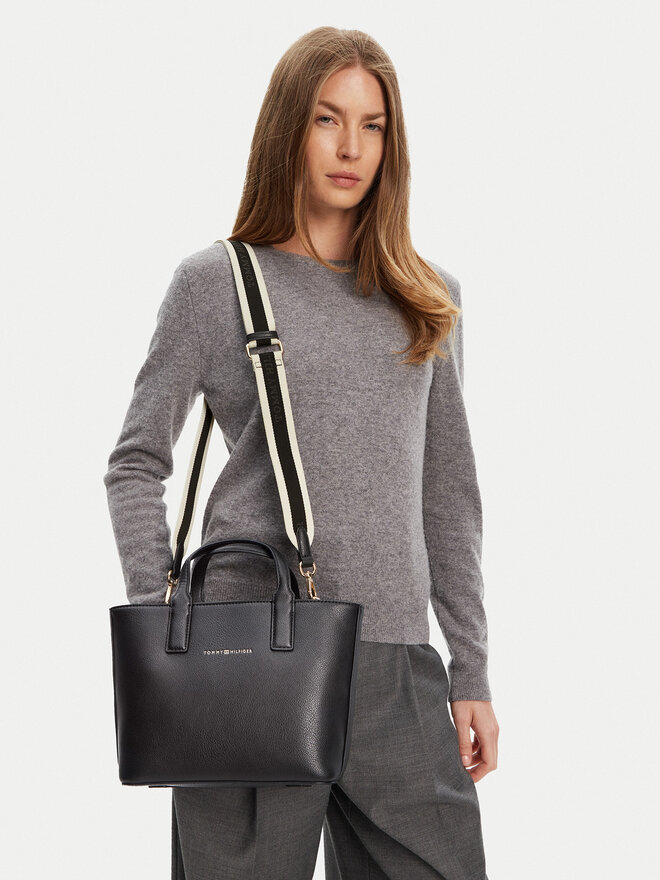 Tommy Hilfiger Kabelka Tommy Hilfiger Th Logotape Mini Tote AW0AW17448 Černá