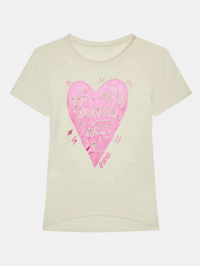 Guess Guess T-Shirt J3BI20 KBDN0 Écru Regular Fit