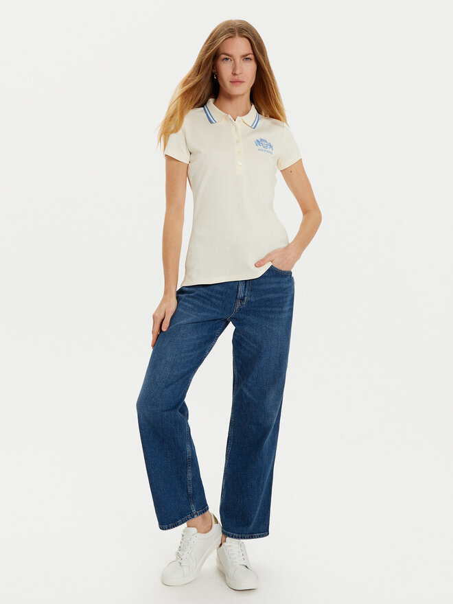 Tommy Hilfiger Tommy Hilfiger Polo marškinėliai Varsity WW0WW43931 Smėlio Slim Fit