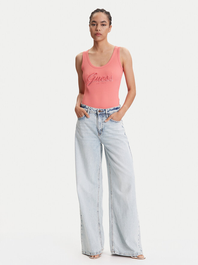 Guess Guess Топ W5YP00 KCXJ2 Рожевий Regular Fit