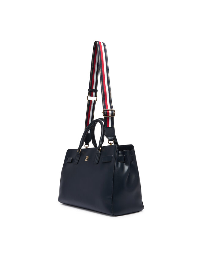 Tommy Hilfiger Handtasche Tommy Hilfiger Th Joy Satchel Corp AW0AW19318 Dunkelblau