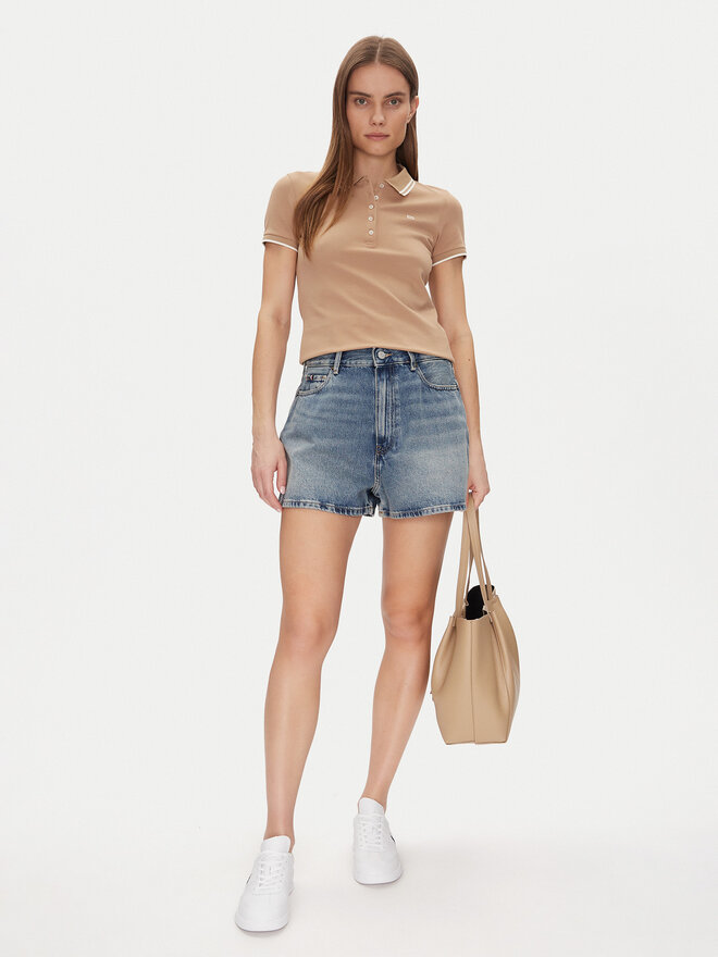 Tommy Hilfiger Tommy Hilfiger Poloshirt Feminine Sporty Slim Polo Ss WW0WW44517 Khakifarben Regular Fit