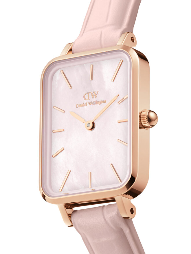Daniel Wellington Ρολόι Daniel Wellington Quadro Pressed DW00100508 Ροζ χρυσό
