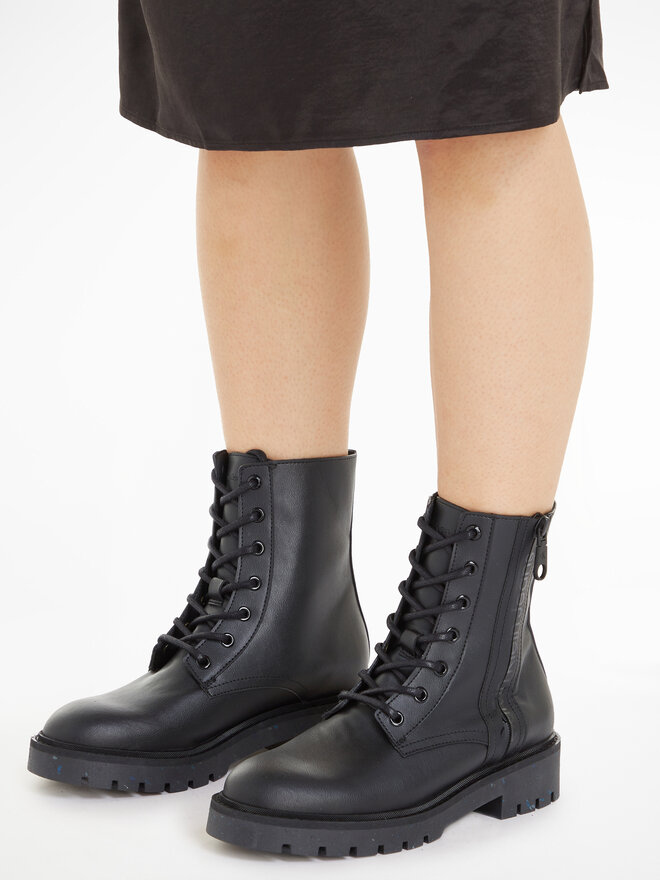 Calvin Klein Jeans Schnürstiefeletten Calvin Klein Jeans Combat Mid Laceup Boot Wn YW0YW01255 Schwarz