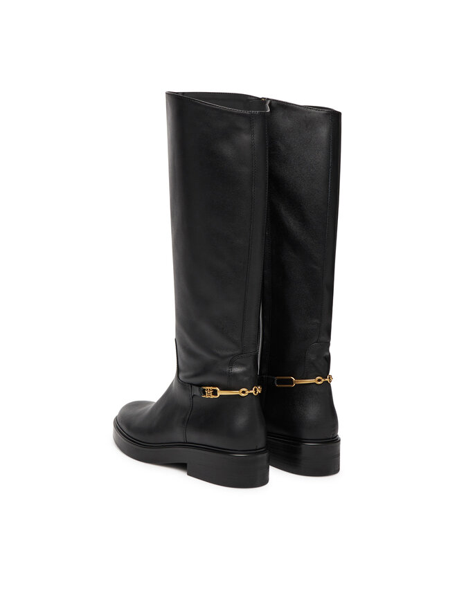 Tommy Hilfiger Čizme ispod koljena Tommy Hilfiger Horsebit Riding FW0FW08863 Crna