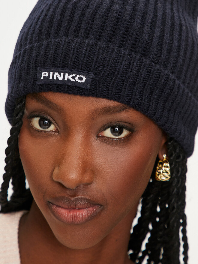 PINKO Σκούφος Pinko Lambkin Cuffia AI 24-25 BLK01 104489 A1CH Σκούρο μπλε