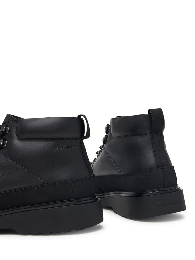 Calvin Klein Schnürschuhe Calvin Klein Combat Mid Hiking Boot Lth Wl HM0HM02357 Schwarz