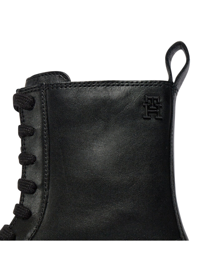Tommy Hilfiger Botine Tommy Hilfiger Sporty Leather Flat Boot FW0FW07799 Negru