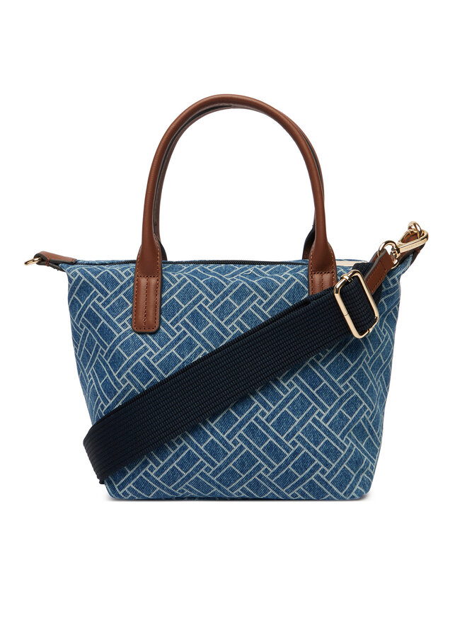 Tommy Hilfiger Handtasche Tommy Hilfiger Popette Mini Tote Denim Flag AW0AW18612 Blau