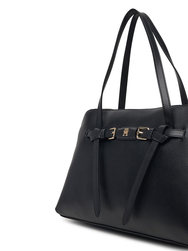 Tommy Hilfiger Handtasche Tommy Hilfiger Th Buckle Tote AW0AW19032 Schwarz