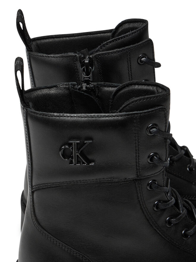 Calvin Klein Jeans Ορειβατικά παπούτσια Calvin Klein Jeans Combat Boot Mid Zip Lth In Calf YW0YW01550 Μαύρο