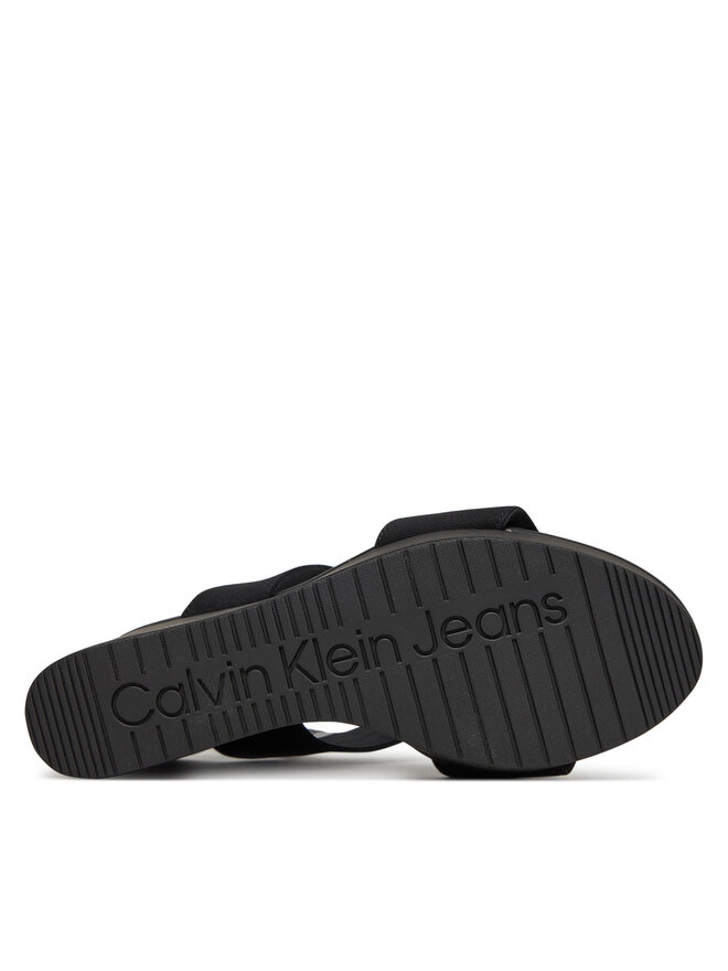 Calvin Klein Jeans Sandały Calvin Klein Jeans Wedge Sandal Webbing In YW0YW01790 Czarny