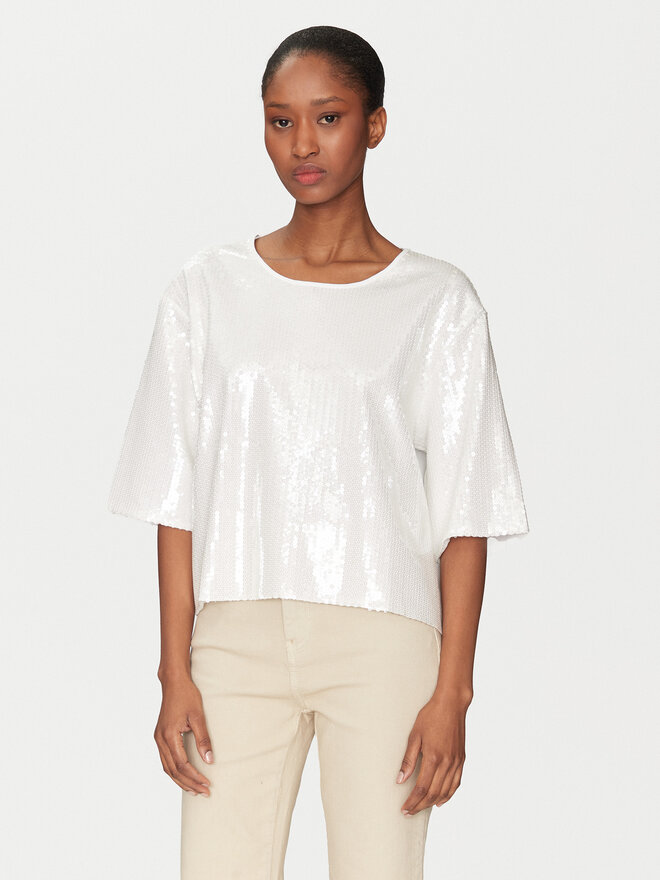 Marella Marella Футболка Gardone 2513971024 Écru Boxy Fit