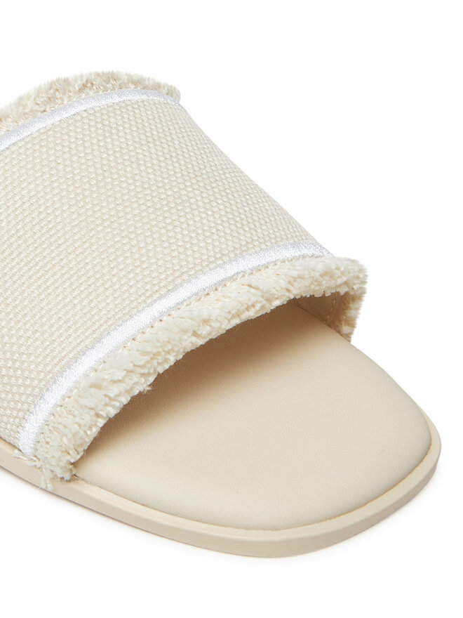 Tommy Hilfiger Şlapi Tommy Hilfiger Fringe Canvas Flat Sandal FW0FW08908 Bej