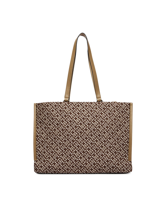 Tommy Hilfiger Handtasche Tommy Hilfiger Th Jacquard Tote AW0AW19009 Braun