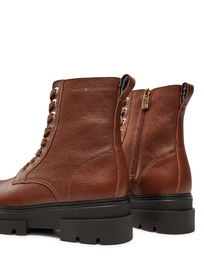 Tommy Hilfiger Ботильйони Tommy Hilfiger Bicolor Leather Lace-Up FW0FW08160 Коричневий