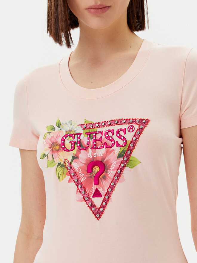 Guess Guess Футболка W5GI10 J1314 Рожевий Slim Fit