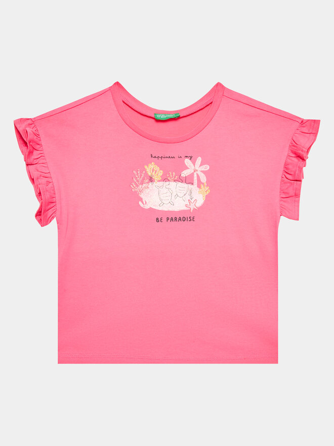 United Colors Of Benetton United Colors Of Benetton Marškinėliai 3096G1093 Rožinė Regular Fit