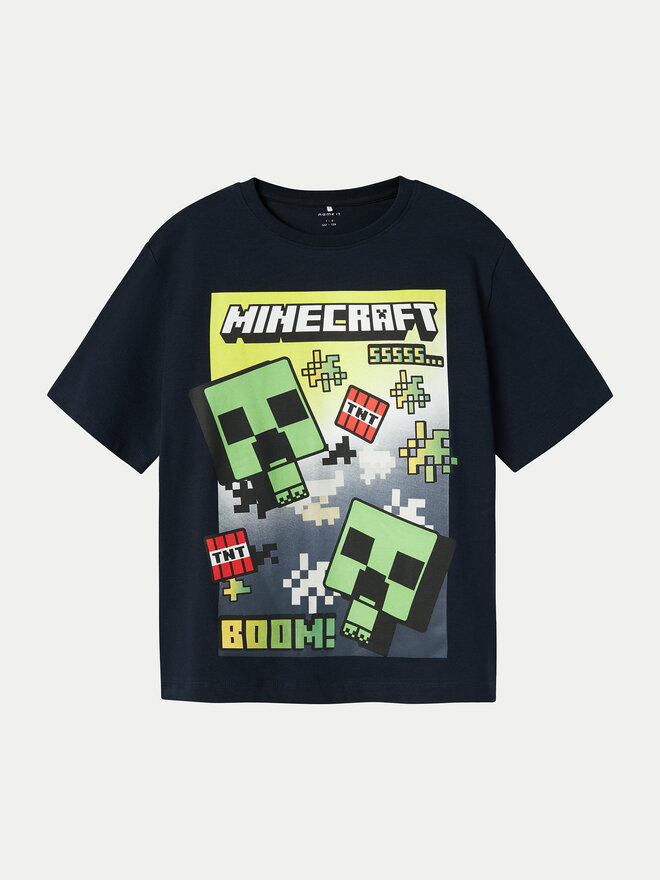 NAME IT NAME IT Majica Minecraft 13240871 Mornarsko modra Standard Fit