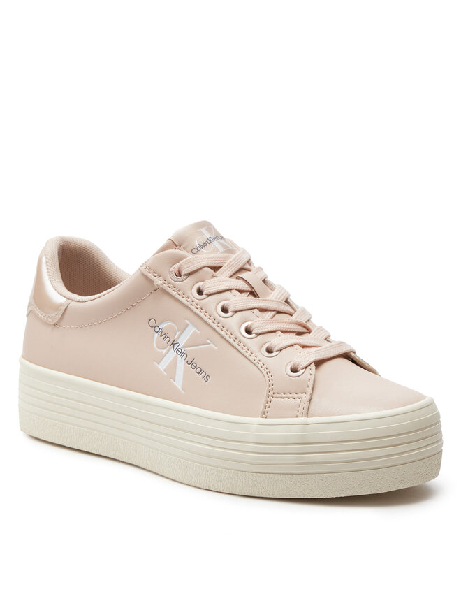 Calvin Klein Jeans Sportcipők Calvin Klein Jeans Bold Vulc Flatf Lace Lth Met YW0YW01393 Bézs