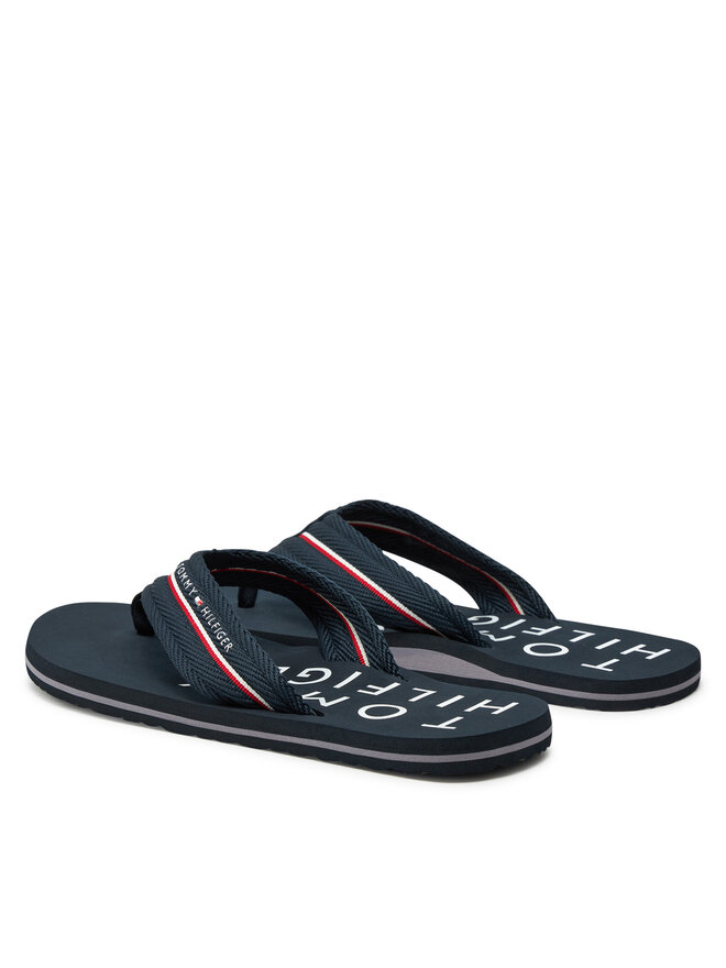 Tommy Hilfiger Čības uz pirksta Tommy Hilfiger Web Beach Sandal FM0FM05340 Tumši zils