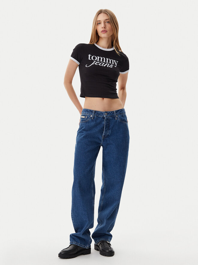 Tommy Jeans Tommy Jeans T-Shirt Script Ringer DW0DW20631 Schwarz Slim Fit