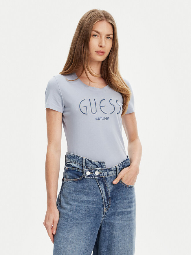 Guess Guess Marškinėliai W5YI05 J1314 Mėlyna Regular Fit