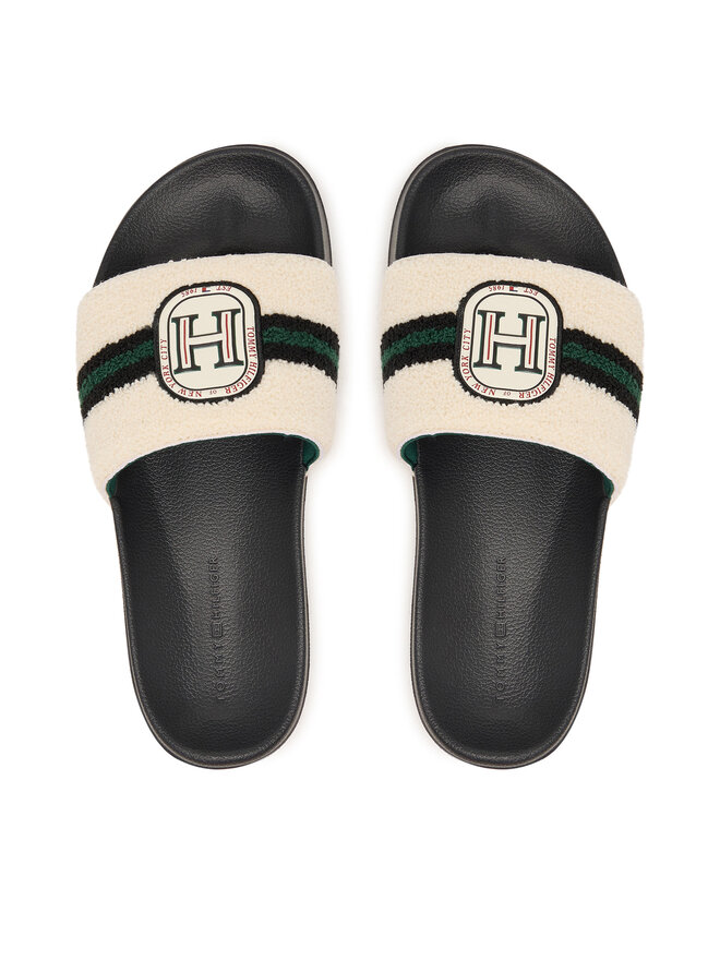 Tommy Hilfiger Pantoletten Tommy Hilfiger Hilfiger Towelling Pool Slide FM0FM06007 Creme