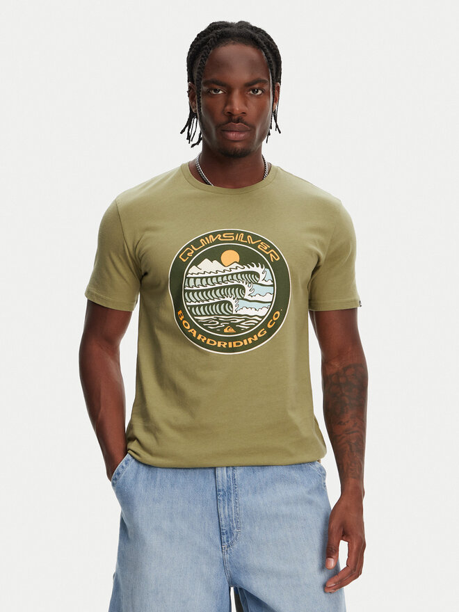 Quiksilver Quiksilver Marškinėliai Ev Three Seas Ss EQYZT08051 Chaki Regular Fit