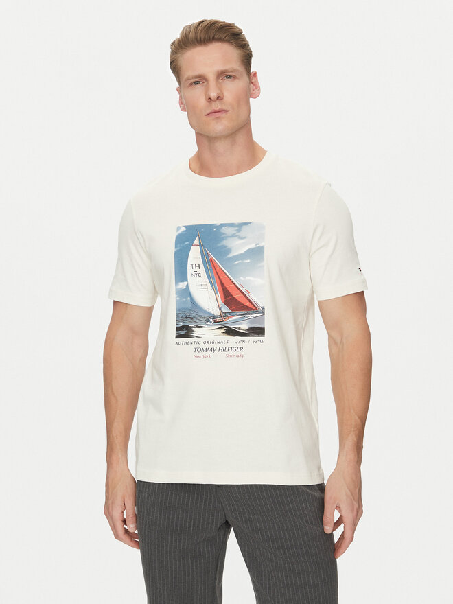 Tommy Hilfiger Tommy Hilfiger Camiseta Color Photo Print MW0MW38615 Beis Regular Fit
