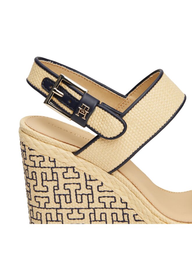 Tommy Hilfiger Sandalias Tommy Hilfiger Platform Th Mono Rafia Wedge FW0FW08052 Beis