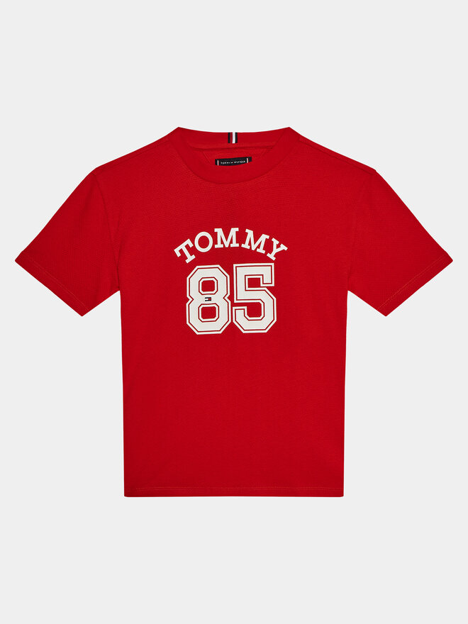 Tommy Hilfiger Tommy Hilfiger Majica Mesh Varsity Tee S/S KB0KB08683 Rdeča Regular Fit