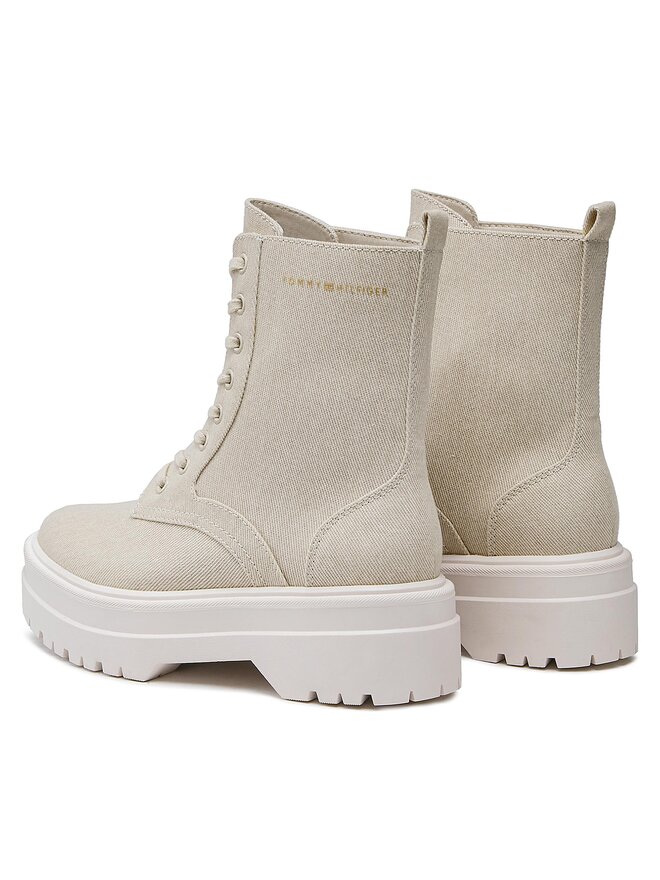 Tommy Hilfiger Schnürstiefeletten Tommy Hilfiger Feminine Essential Canvas FW0FW07357 Beige