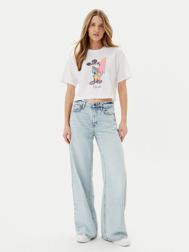 ONLY ONLY Camiseta Mickey Minnie 15348126 Blanco Regular Fit