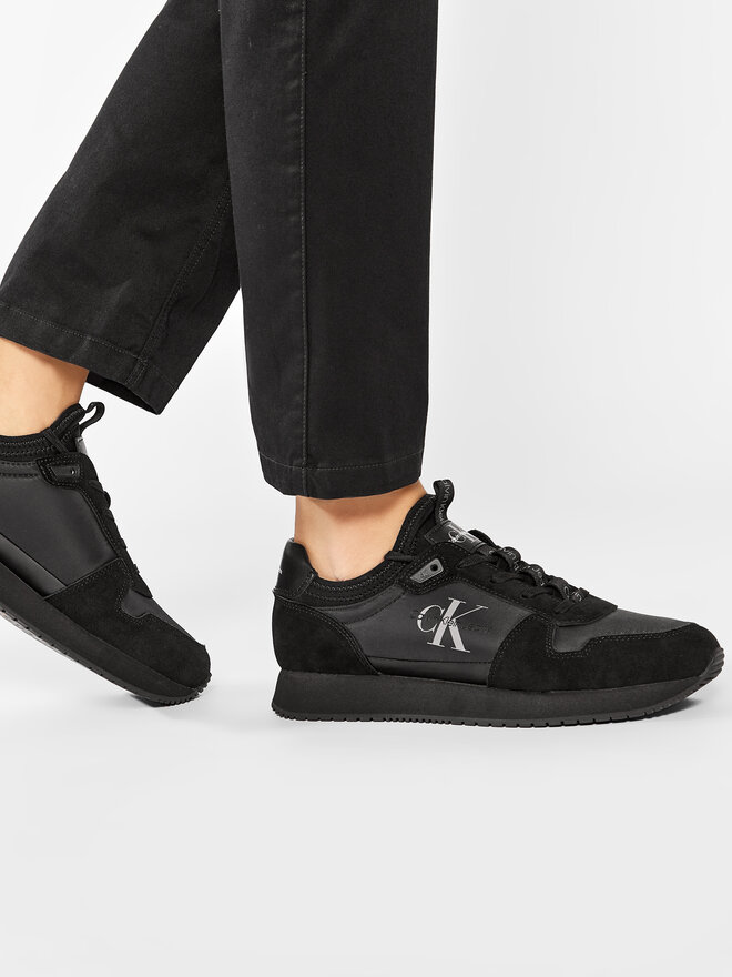 Calvin Klein Jeans Sneakersy Calvin Klein Jeans Runner Sock Laceup Ny-Lth YM0YM00553 Czarny