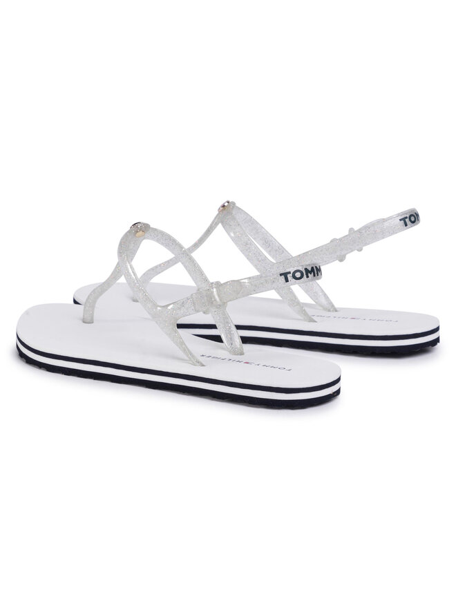 Tommy Hilfiger Sandalen Tommy Hilfiger Irredescent Flat Beach Sandal FW0FW04796 Weiß