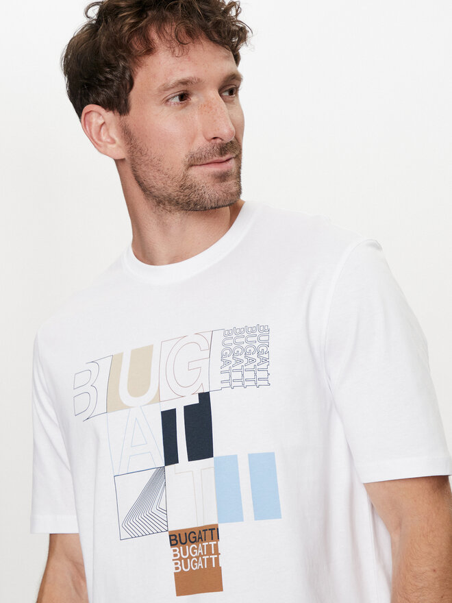 Bugatti Bugatti Camiseta 8350 55045A Blanco Regular Fit