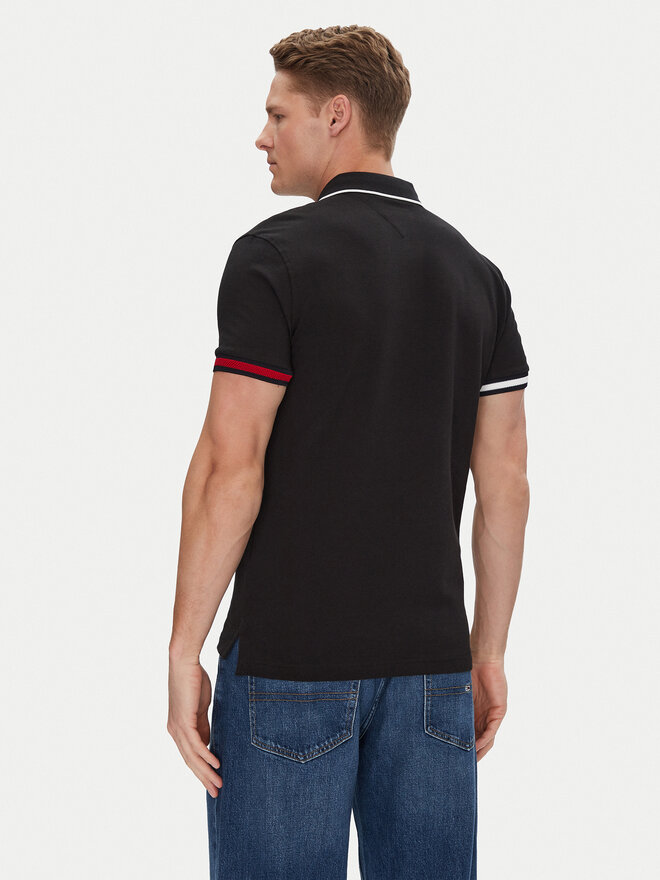 Tommy Hilfiger Tommy Hilfiger Poloshirt Flag Cuff MW0MW38458 Schwarz Slim Fit