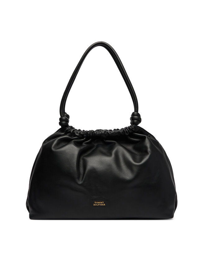 Tommy Hilfiger Handtasche Tommy Hilfiger Th Soft Leather Hobo AW0AW18376 Schwarz