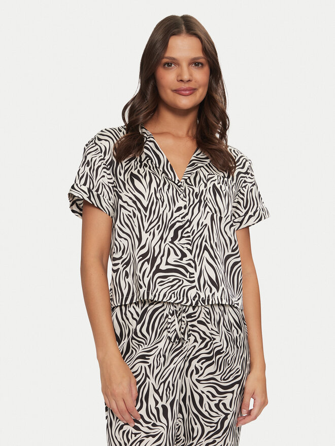 Hunkemöller Hunkemöller Μπλούζα πιτζάμας Peppers 206526 Μαύρο Regular Fit